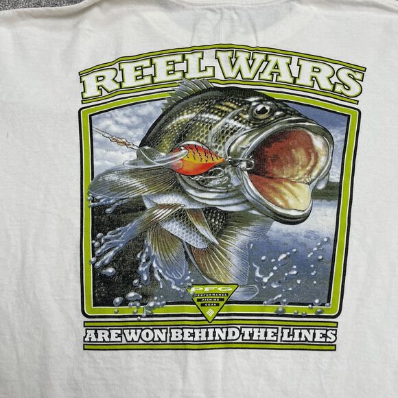 Columbia PFG Graphic T-Shirt Mens XL White Crew Neck Short Sleeve Cotton Tee Top - Picture 3 of 13